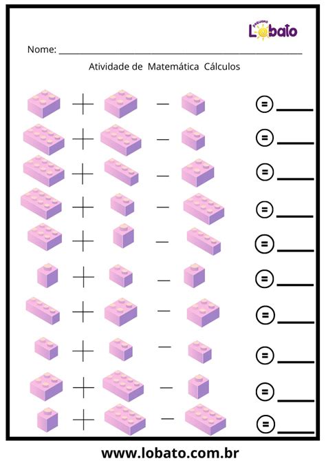 Atividades De Adi O E Subtra O Para Imprimir