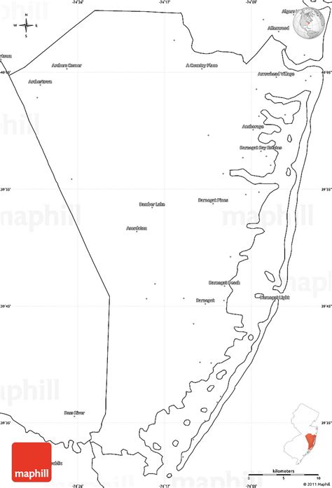 Blank Simple Map Of Ocean County