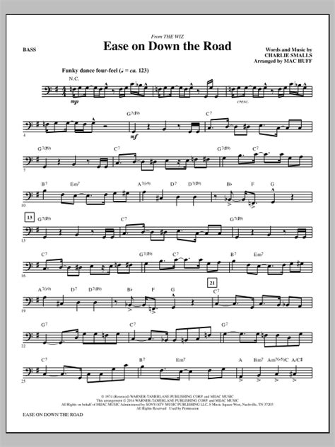 Ease On Down The Road Bass By Mac Huff Sheet Music For Choir