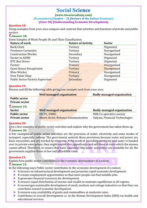 Ncert Solutions Class 10 Economics Chapter 2 Sectors Of Indian Economy