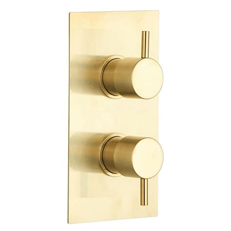 Astini Brushed Brass Round Concealed Thermostatic 2 Way Shower Valve