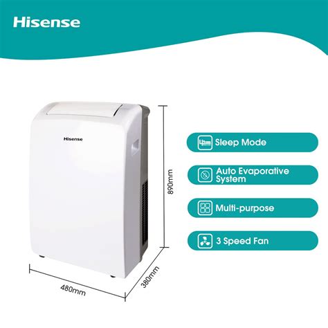 Hisense Btu Portable Air Conditioner With Heating Function White