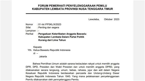 Ketahuan Jadi Pengurus Partai Anggota Bawaslu Kabupaten Lembata Ntt