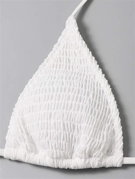 SHEIN Swim Summer Beach Mono Bikini Set Smocked Micro Triangle Bra