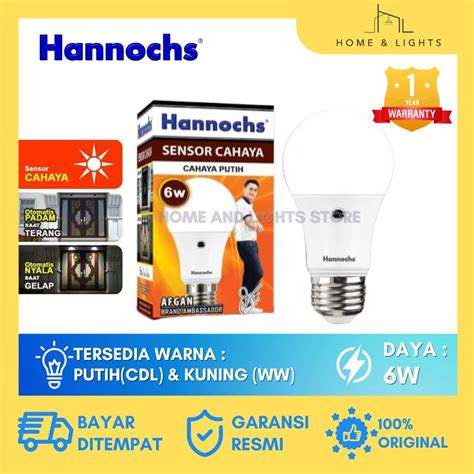 Jual Garansi Thn Hannochs Light Sensor Led Bulb W W W Lampu