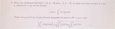 Solved 2 Given Two Continuous Functions F [0 1]→r And