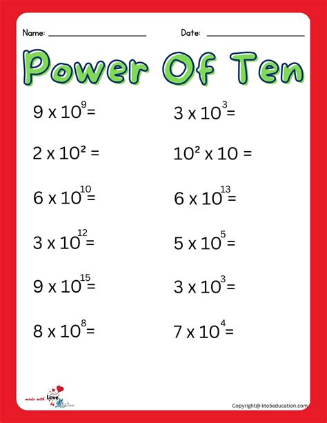 Printable Scientific Notation Of Power Of Ten Worksheet Free Download Check More At