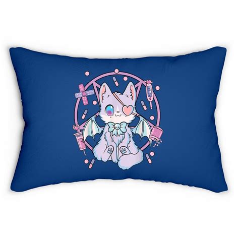 Pastel Goth Kawaii Cat Lumbar Pillows Designed Sold By Gunjan Agrawal