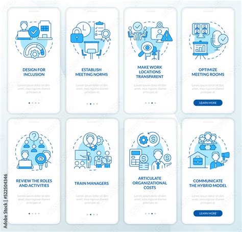 Grafika Wektorowa Stock Hybrid Workplace Blue Onboarding Mobile App