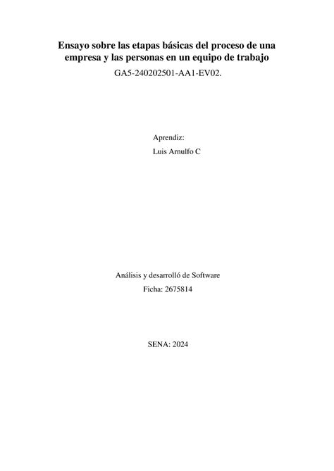 Ensayo Sobre Las Etapas B Sicas Del Proceso De Una Empresa Y Las