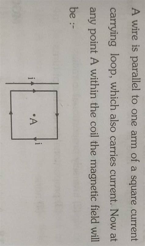 A Wire Is Parallel To One Arm Of A Square Current Carrying Loop Which Al