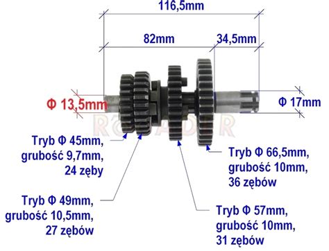 Wałek zdawczy skrzyni biegów do silnika 139 147 152FMB motorowery