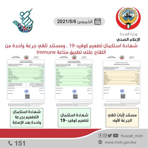 وزارة الصحة الكويت On Twitter تنويه النماذج الجديدة لشهادة تطعيم