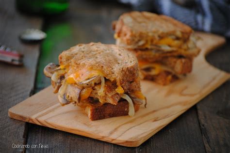 Sándwich de cheddar y champiñones Cocinando con Neus