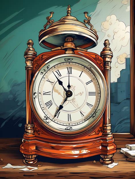 Antiguo reloj mecánico dial con números romanos ilustración en estilo