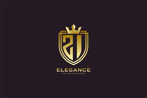 Initial Zi Elegant Luxury Monogram Logo Or Badge Template With Scrolls