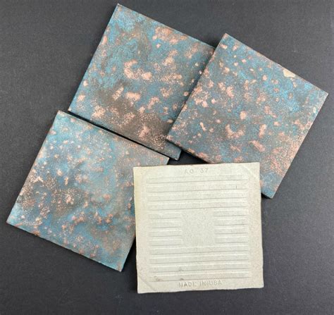 Copper Tileswith Blue Patina Copper Hammered Look Ceramic Etsy