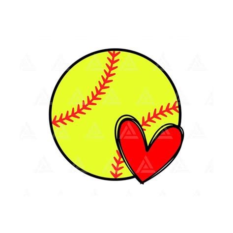 Softball Heart Svg Red Stitch Svg Softball T Shirt Cheer Inspire