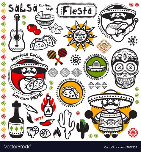 Set of mexican symbols Royalty Free Vector Image