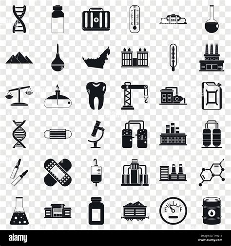 Chemical Molecule Icons Set Simple Style Stock Vector Image And Art Alamy