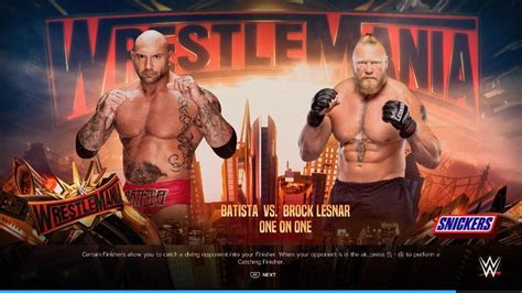 Batista Vs Brock Lesnar Wrestlemania 35 Full Match Wwe 2k24 Youtube