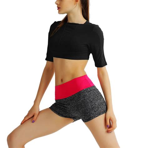 Women Sport Bra Crop Top Tee Summer Short Sleeve Yoga Fitness Gym Tank