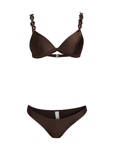 Zimmermann August Triangle 2 Piece Bikini Set Chocolate Editorialist
