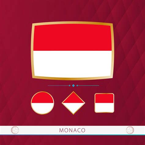 Set of Monaco flags with gold frame for use at sporting events on a