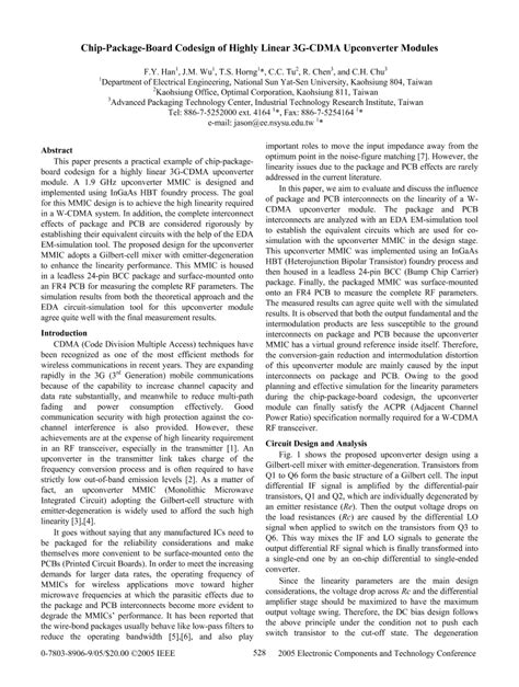 Chip Package Board Codesign Of Highly Linear 3G CDMA Upconverter