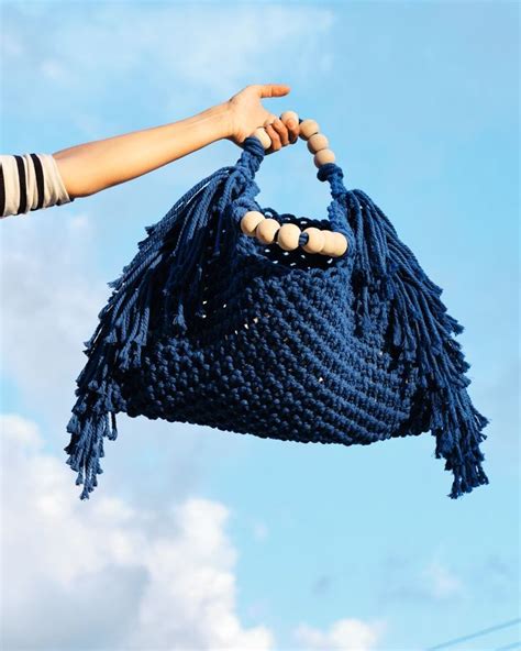 Sac Dété Sac De Plage En Macramé Sac Dété Bleu Sac Dété Etsy France