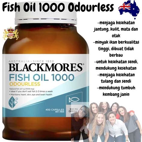 Jual Blackmores Odourless Fish Oil 1000mg Omega 3 400 Capsules Shopee