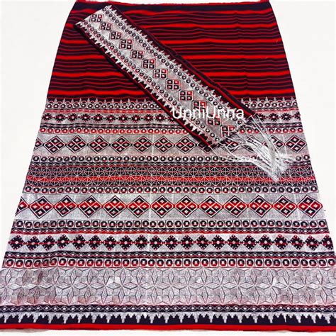 Jual Tapis Bordir Diamond Silver Tingkat Kain Tenun Etnik Set Sarung