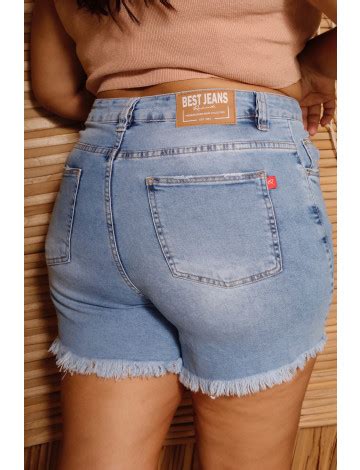 Shorts Jeans Barra Desfiada Curvy Atacado Feminina Revanche Ergani