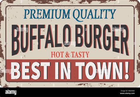 Buffalo Burgers Vintage Rusty Metal Sign On A White Background Vector Illustration Stock Vector