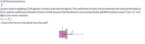 Answered A N Horizontal Force F Pushes A Block Weighing N