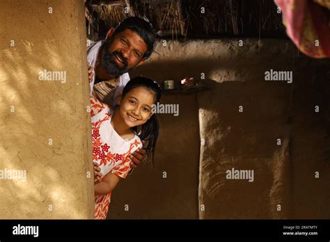 Happy Indian Father And Daughter Playing Hide And Seek Single Father