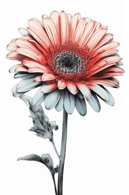 Premium AI Image There Is A Drawing Of A Flower With A Red Center