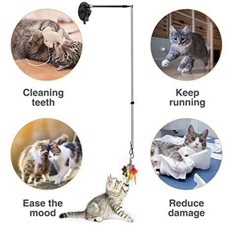 Retractable Hanging Door Cat Toy With Super Suction Cup Hanging Interactive Cat Feather Toys