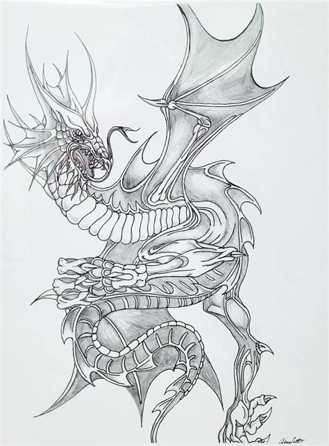 Print, Dragon, Fantasy, Dragon Drawing, Dragon Lover, Detailed Picture, Gift, Decor, Wall ...