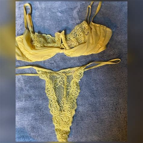 Victorias Secret Intimates And Sleepwear Vintage Victorias Secret Very Sexy Yellow Lace Mesh