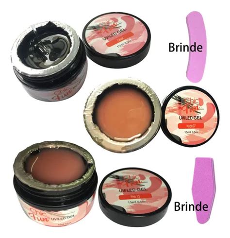 Kit De Unidades Gel UV LED Rosa Nude Transparente Alargamiento Anvisa Color Kit