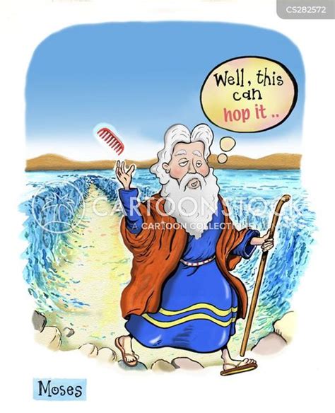 Cartoon Moses Parting Red Sea