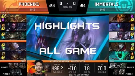 P1 Vs IMT Highlights NA LCS Summer 2017 Phoenix1 Vs Immortals YouTube