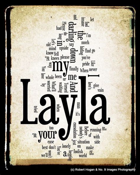 Layla Lyrics Eric Clapton Word Art Word Cloud Art 8x10 Print Gi