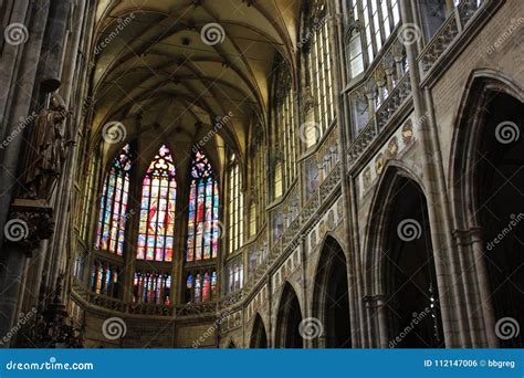 Czech Republic Prague September 21 2017 Stained Glass Window In St Vitus Cathedral In