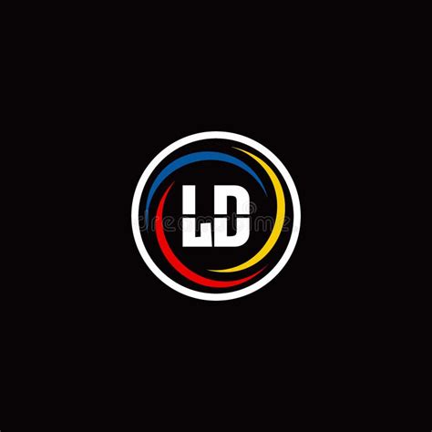 LD Monogram Logo Isolated On Circle Shape With 3 Slash Colors Rounded