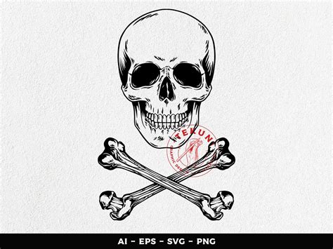 Skull And Crossed Bones Svg Skull Vector Crossed Bones Vector Instant Download Etsy