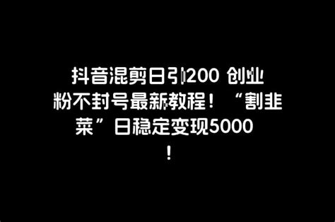 抖音混剪日引200 创业粉不封号最新教程！“割韭菜”日稳定变现5000 ！ 高羽网创