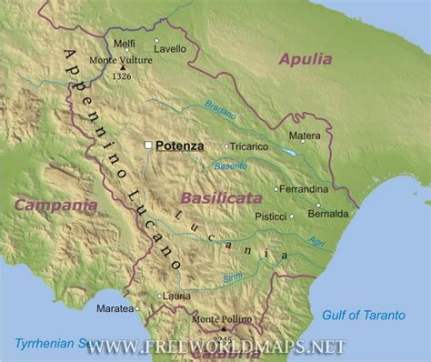 Basilicata Physical Map