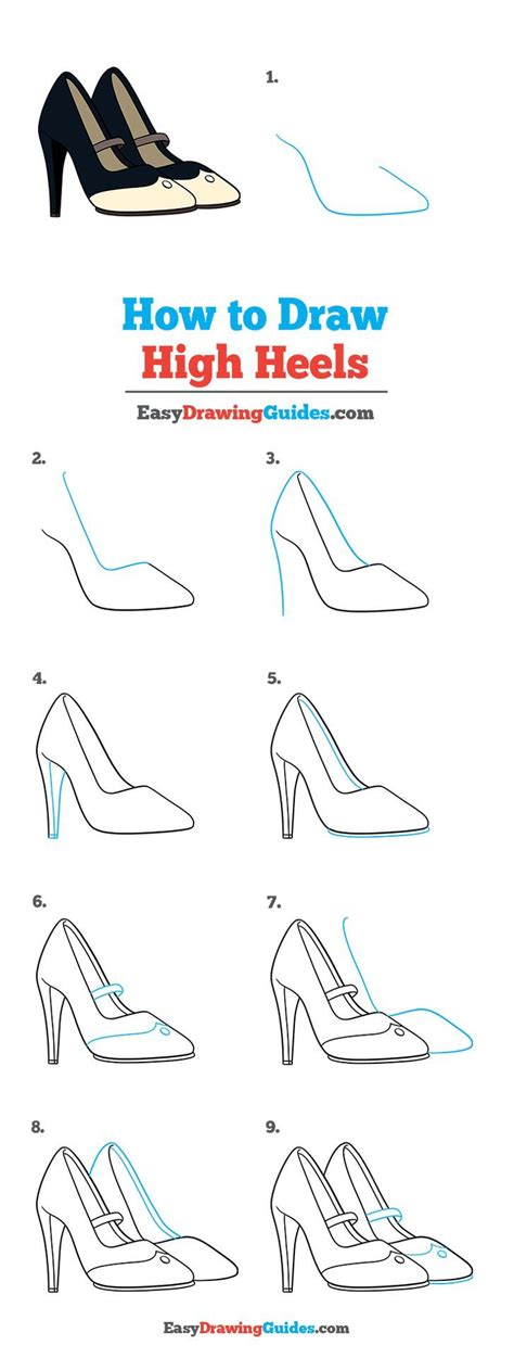 How to Draw High Heels - Really Easy Drawing Tutorial in 2024 | Drawing ...